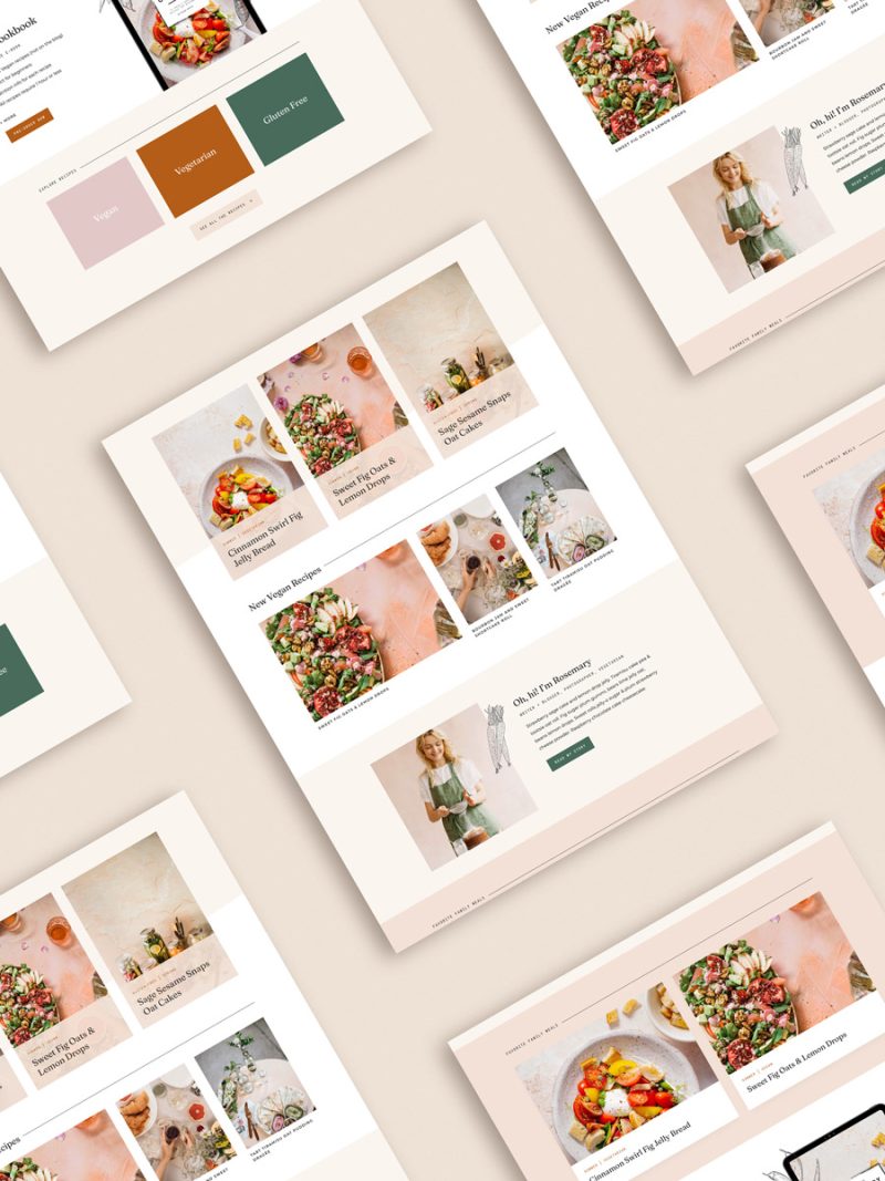 Mockup of Rosemary WordPress Theme Block Collection For Food Bloggers and Recipe Bloggers