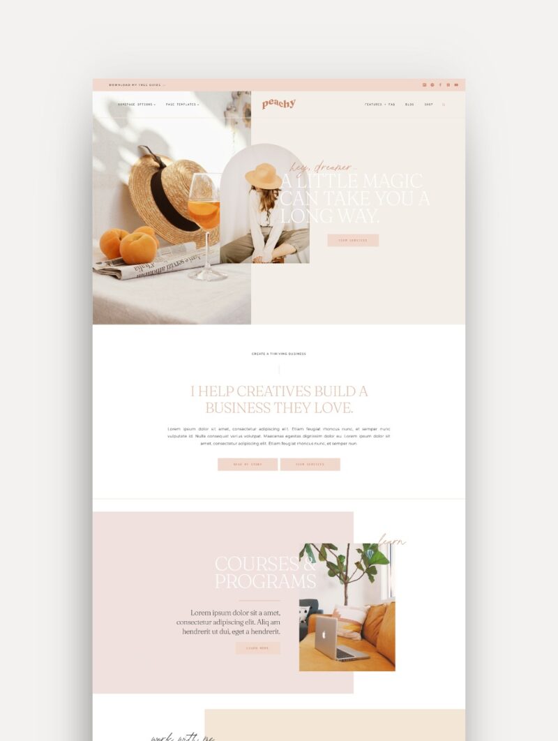 Peachy Colorful WordPress Theme Mockup on Kadence Theme